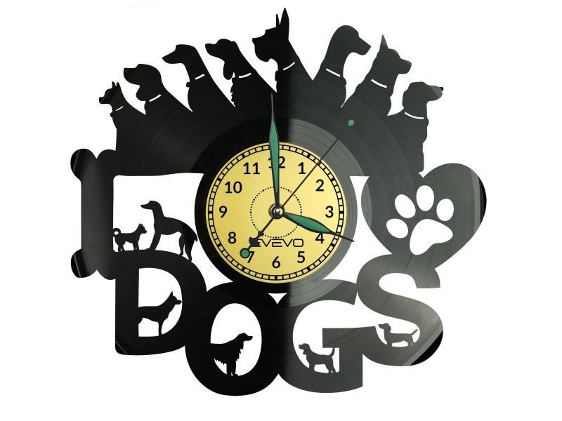 Psy Zegar Dla Psiarza Zegar Ścienny Płyta Winylowa Fluorescencyjne Tło Prezent Upominek Urodziny W0820