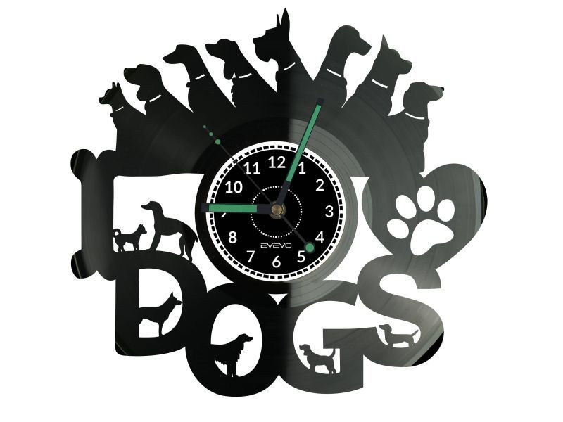 Psy Zegar Dla Psiarza Zegar Ścienny Płyta Winylowa Fluorescencyjne Tło Prezent Upominek Urodziny W0820