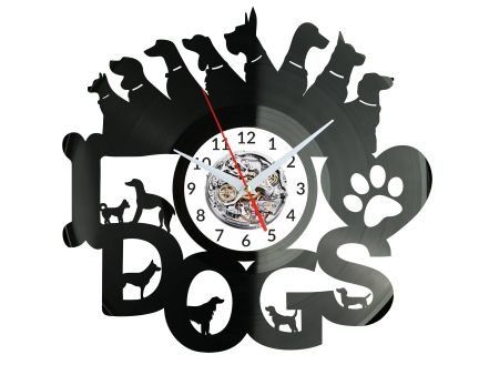 Psy Zegar Dla Psiarza Zegar Ścienny Płyta Winylowa Fluorescencyjne Tło Prezent Upominek Urodziny W0820
