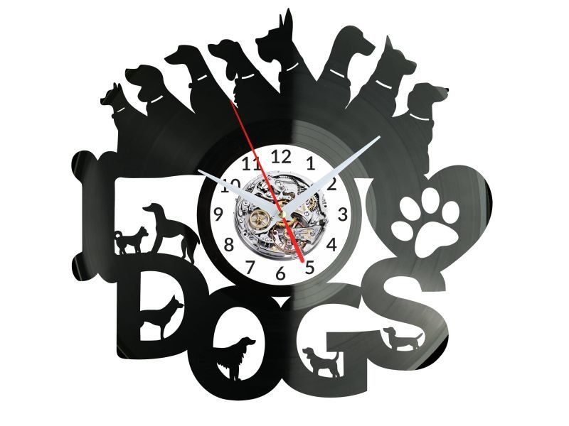 Psy Zegar Dla Psiarza Zegar Ścienny Płyta Winylowa Fluorescencyjne Tło Prezent Upominek Urodziny W0820