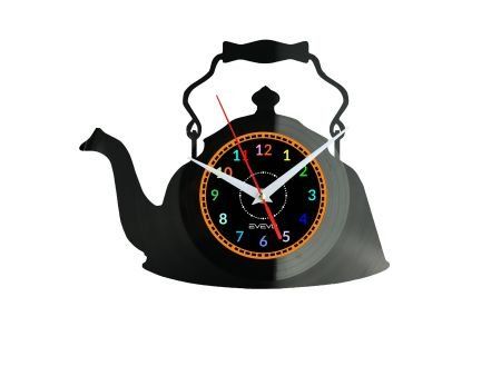CZAJNIK ZEGAR ŚCIENNY DEKORACYJNY NOWOCZESNY PŁYTA WINYLOWA WINYL NA PREZENT EVEVO EVEVO.PL W0834