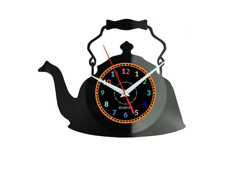 CZAJNIK ZEGAR ŚCIENNY DEKORACYJNY NOWOCZESNY PŁYTA WINYLOWA WINYL NA PREZENT EVEVO EVEVO.PL W0834