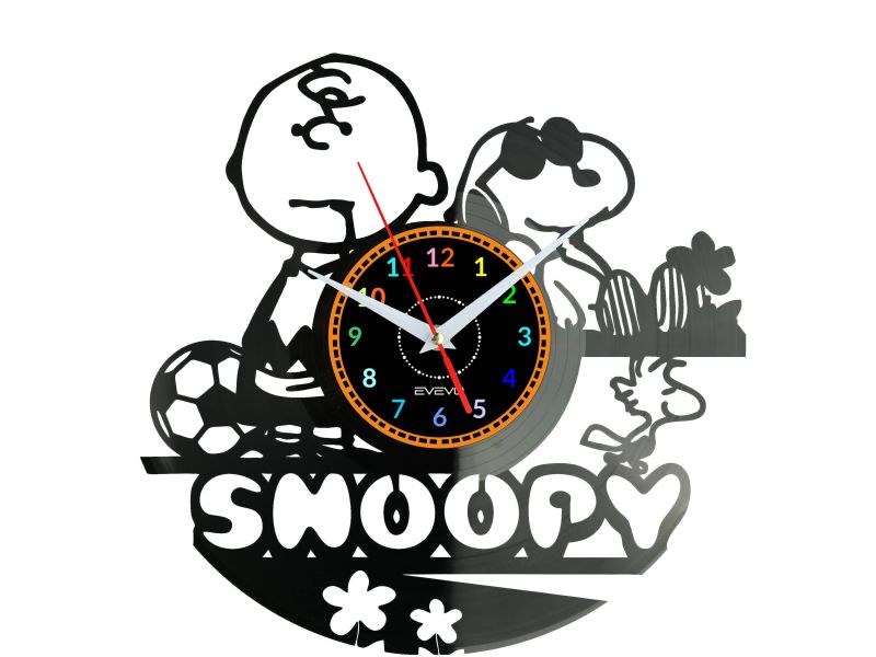 SNOOPY ZEGAR ŚCIENNY DEKORACYJNY NOWOCZESNY PŁYTA WINYLOWA WINYL NA PREZENT EVEVO EVEVO.PL W0861