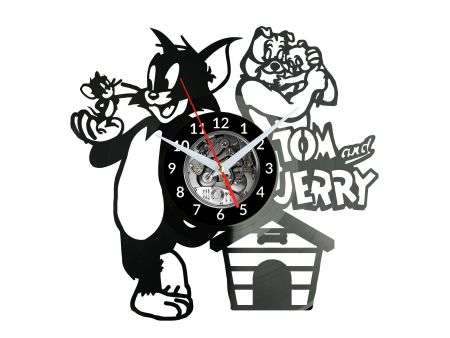 TOM AND JERRY ZEGAR ŚCIENNY DEKORACYJNY NOWOCZESNY PŁYTA WINYLOWA WINYL NA PREZENT EVEVO EVEVO.PL W0942