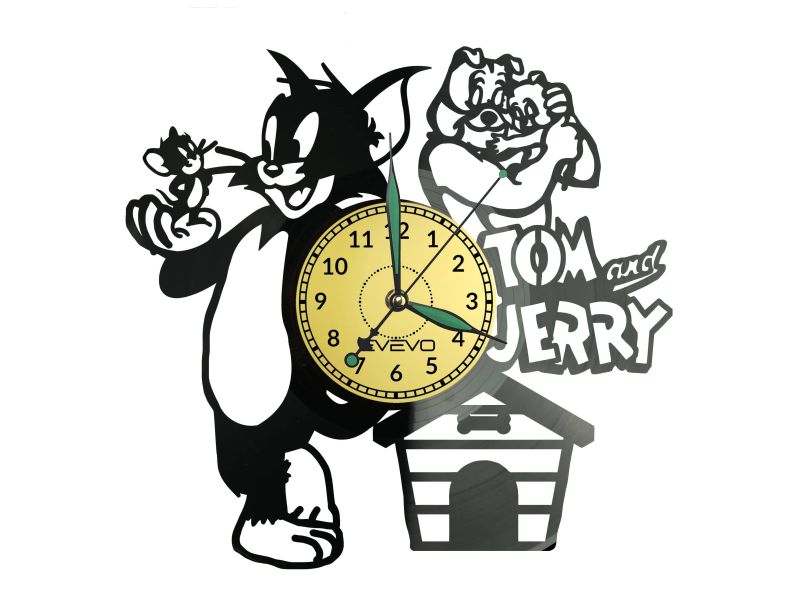 TOM AND JERRY ZEGAR ŚCIENNY DEKORACYJNY NOWOCZESNY PŁYTA WINYLOWA WINYL NA PREZENT EVEVO EVEVO.PL W0942