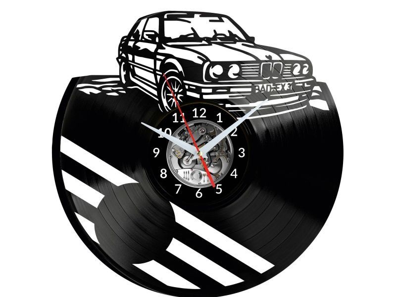BMW STARY SAMOCHÓD ZEGAR ŚCIENNY DEKORACYJNY NOWOCZESNY PŁYTA WINYLOWA WINYL NA PREZENT EVEVO EVEVO.PL W0956