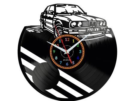 BMW STARY SAMOCHÓD ZEGAR ŚCIENNY DEKORACYJNY NOWOCZESNY PŁYTA WINYLOWA WINYL NA PREZENT EVEVO EVEVO.PL W0956