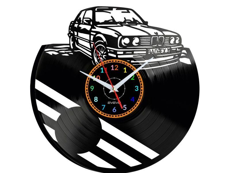 BMW STARY SAMOCHÓD ZEGAR ŚCIENNY DEKORACYJNY NOWOCZESNY PŁYTA WINYLOWA WINYL NA PREZENT EVEVO EVEVO.PL W0956