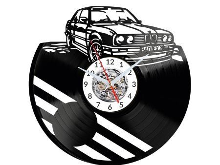 BMW STARY SAMOCHÓD ZEGAR ŚCIENNY DEKORACYJNY NOWOCZESNY PŁYTA WINYLOWA WINYL NA PREZENT EVEVO EVEVO.PL W0956