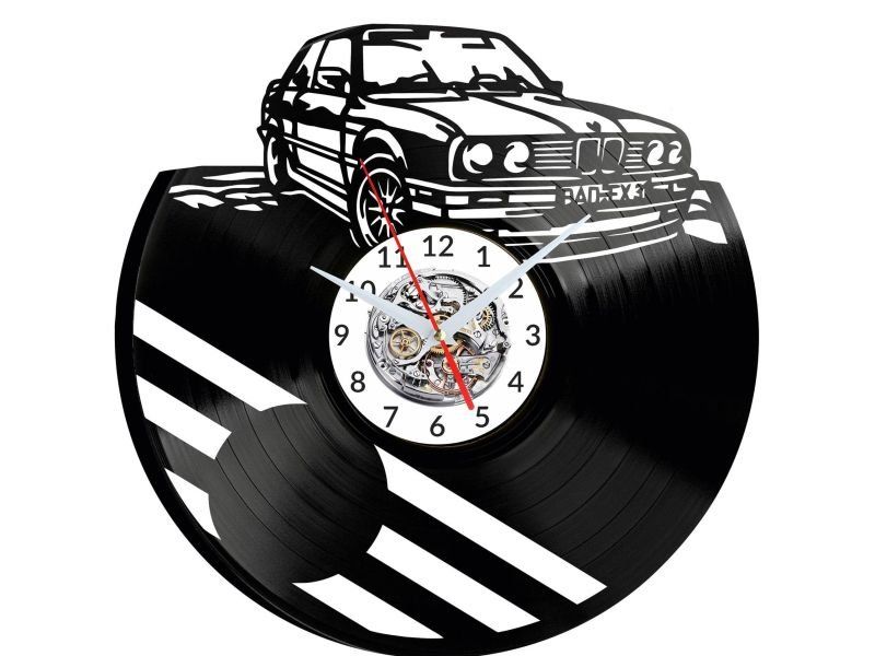 BMW STARY SAMOCHÓD ZEGAR ŚCIENNY DEKORACYJNY NOWOCZESNY PŁYTA WINYLOWA WINYL NA PREZENT EVEVO EVEVO.PL W0956