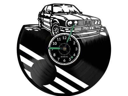 BMW STARY SAMOCHÓD ZEGAR ŚCIENNY DEKORACYJNY NOWOCZESNY PŁYTA WINYLOWA WINYL NA PREZENT EVEVO EVEVO.PL W0956