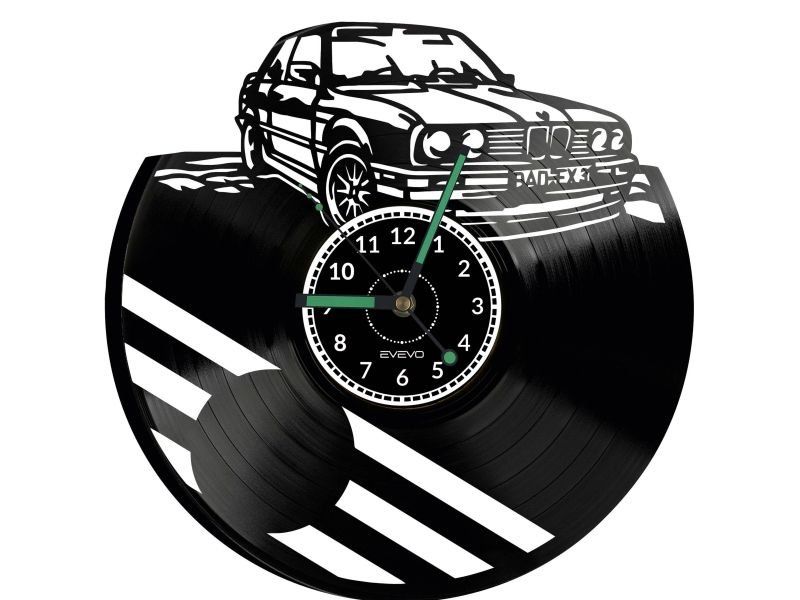 BMW STARY SAMOCHÓD ZEGAR ŚCIENNY DEKORACYJNY NOWOCZESNY PŁYTA WINYLOWA WINYL NA PREZENT EVEVO EVEVO.PL W0956