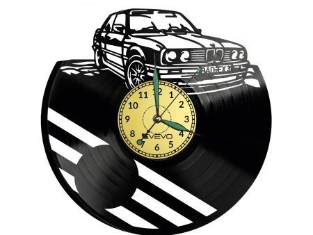 BMW STARY SAMOCHÓD ZEGAR ŚCIENNY DEKORACYJNY NOWOCZESNY PŁYTA WINYLOWA WINYL NA PREZENT EVEVO EVEVO.PL W0956