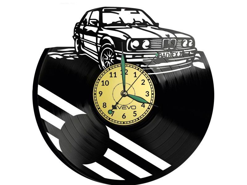 BMW STARY SAMOCHÓD ZEGAR ŚCIENNY DEKORACYJNY NOWOCZESNY PŁYTA WINYLOWA WINYL NA PREZENT EVEVO EVEVO.PL W0956