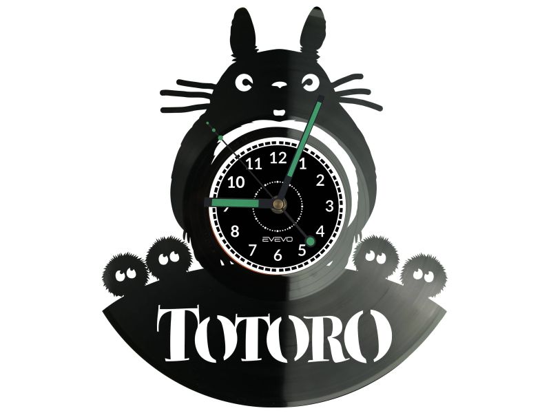 TOTORO GHIBLI STUDIO ZEGAR ŚCIENNY DEKORACYJNY NOWOCZESNY PŁYTA WINYLOWA WINYL NA PREZENT EVEVO EVEVO.PL W0989