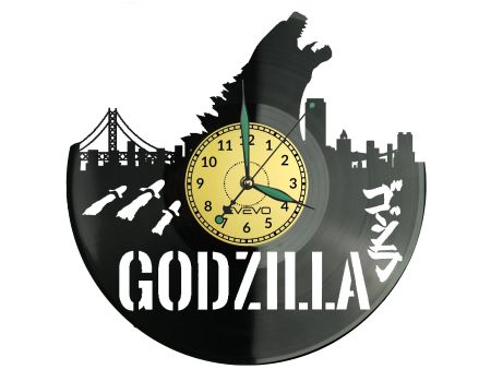 GODZILLA ZEGAR ŚCIENNY DEKORACYJNY NOWOCZESNY PŁYTA WINYLOWA WINYL NA PREZENT EVEVO EVEVO.PL W0994