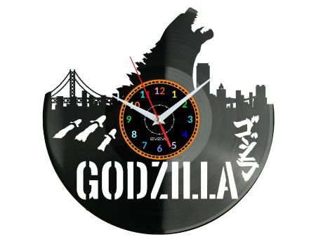 GODZILLA ZEGAR ŚCIENNY DEKORACYJNY NOWOCZESNY PŁYTA WINYLOWA WINYL NA PREZENT EVEVO EVEVO.PL W0994