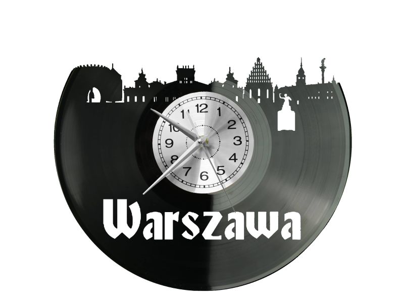 WARSZAWA ZEGAR ŚCIENNY DEKORACYJNY NOWOCZESNY PŁYTA WINYLOWA WINYL NA PREZENT EVEVO EVEVO.PL W1007