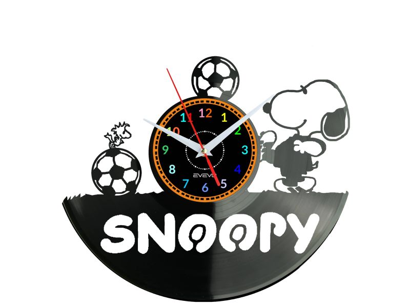 SNOOPY ZEGAR ŚCIENNY DEKORACYJNY NOWOCZESNY PŁYTA WINYLOWA WINYL NA PREZENT EVEVO EVEVO.PL W1011