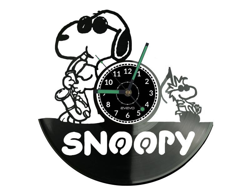 SNOOPY ZEGAR ŚCIENNY DEKORACYJNY NOWOCZESNY PŁYTA WINYLOWA WINYL NA PREZENT EVEVO EVEVO.PL W1012