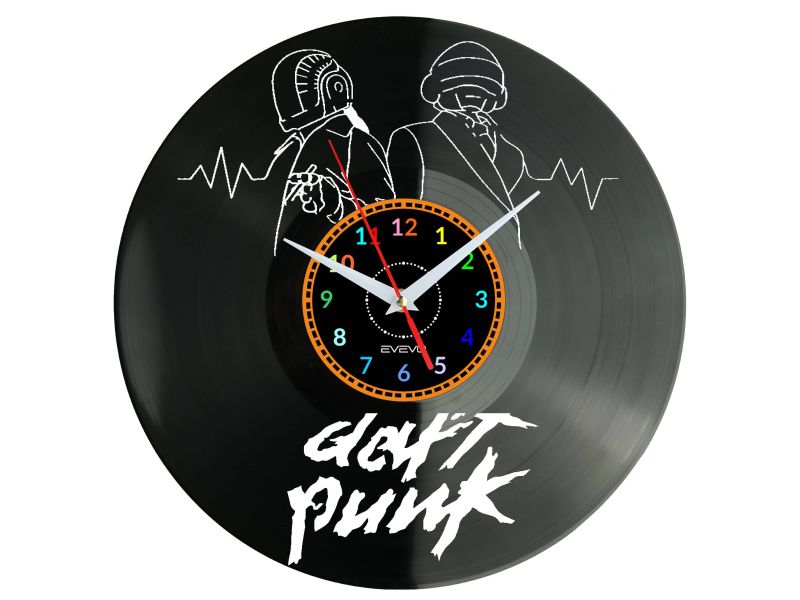 DAFT PUNK ZEGAR ŚCIENNY DEKORACYJNY NOWOCZESNY PŁYTA WINYLOWA WINYL NA PREZENT EVEVO EVEVO.PL W1029