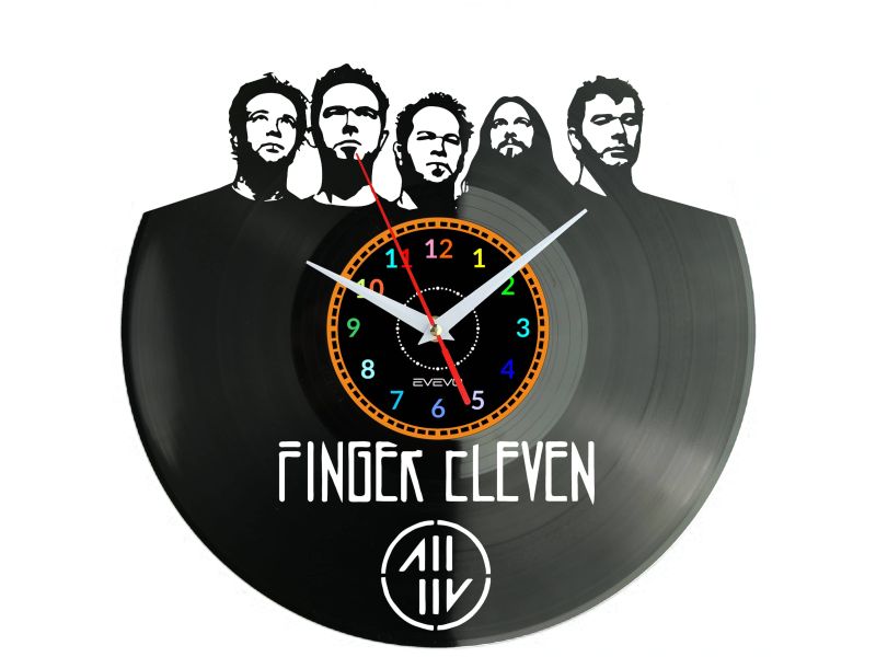 FINGER ELEVEN ZEGAR ŚCIENNY DEKORACYJNY NOWOCZESNY PŁYTA WINYLOWA WINYL NA PREZENT EVEVO EVEVO.PL W1095