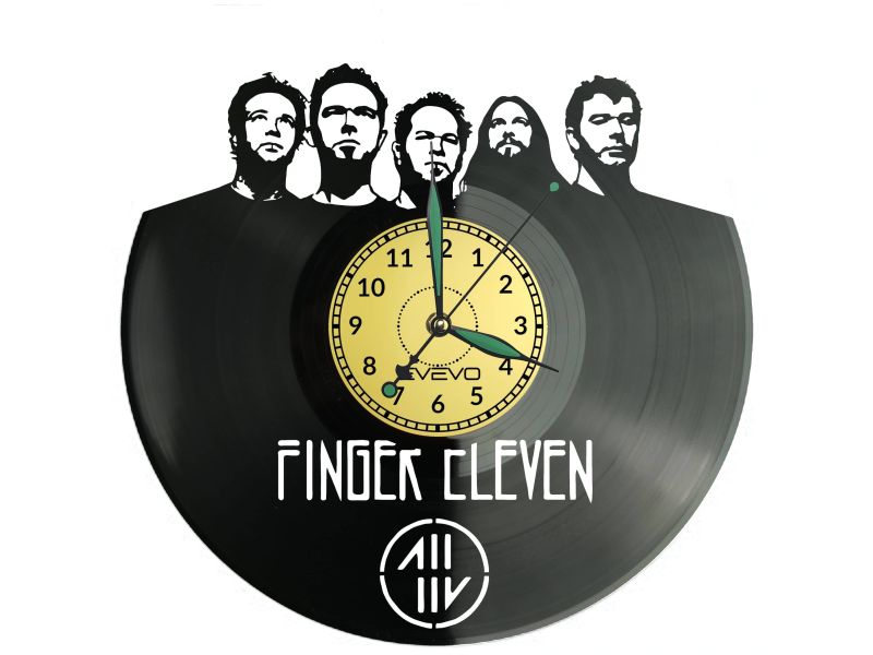 FINGER ELEVEN ZEGAR ŚCIENNY DEKORACYJNY NOWOCZESNY PŁYTA WINYLOWA WINYL NA PREZENT EVEVO EVEVO.PL W1095