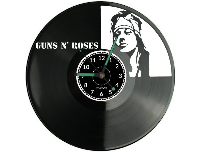 GUNS AND ROSES ZEGAR ŚCIENNY DEKORACYJNY NOWOCZESNY PŁYTA WINYLOWA WINYL NA PREZENT EVEVO EVEVO.PL W1105