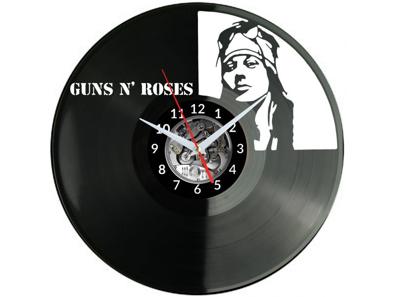 GUNS AND ROSES ZEGAR ŚCIENNY DEKORACYJNY NOWOCZESNY PŁYTA WINYLOWA WINYL NA PREZENT EVEVO EVEVO.PL W1105