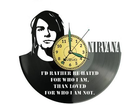 NIRVANA ZEGAR ŚCIENNY DEKORACYJNY NOWOCZESNY PŁYTA WINYLOWA WINYL NA PREZENT EVEVO EVEVO.PL W1113