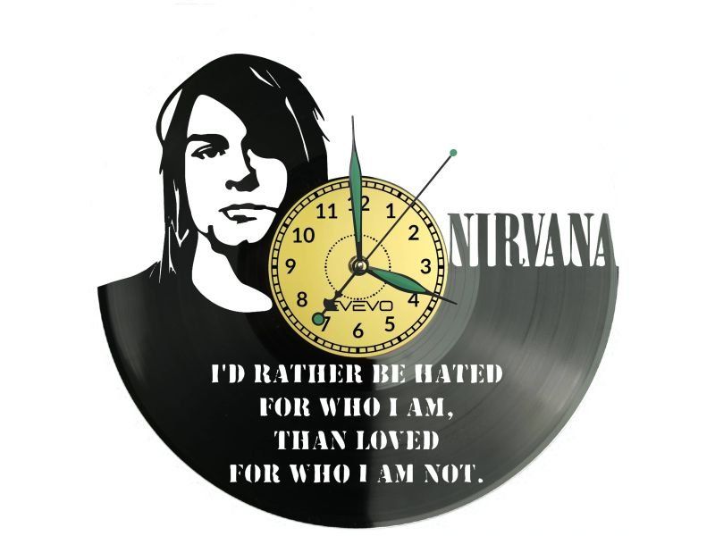 NIRVANA ZEGAR ŚCIENNY DEKORACYJNY NOWOCZESNY PŁYTA WINYLOWA WINYL NA PREZENT EVEVO EVEVO.PL W1113