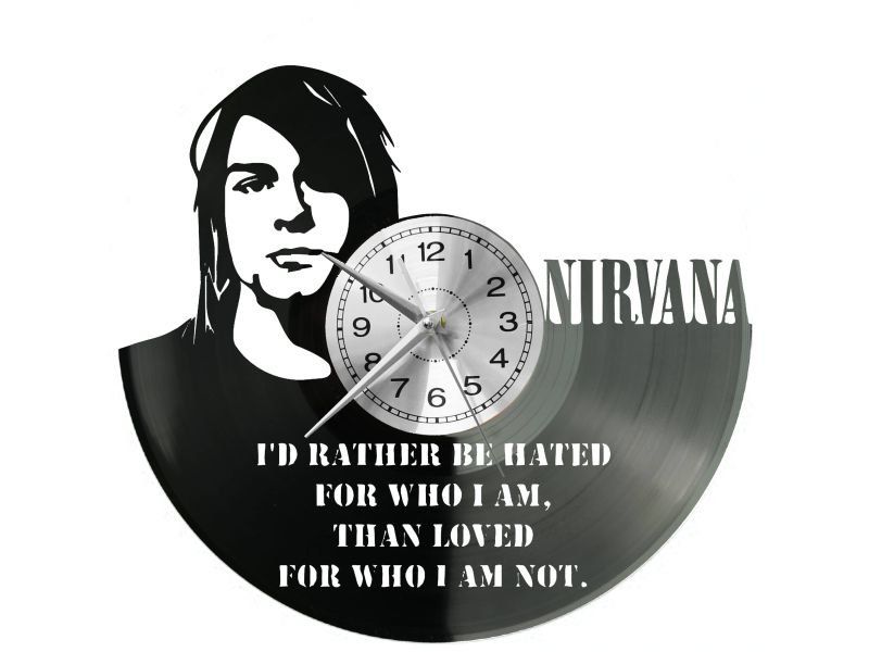 NIRVANA ZEGAR ŚCIENNY DEKORACYJNY NOWOCZESNY PŁYTA WINYLOWA WINYL NA PREZENT EVEVO EVEVO.PL W1113