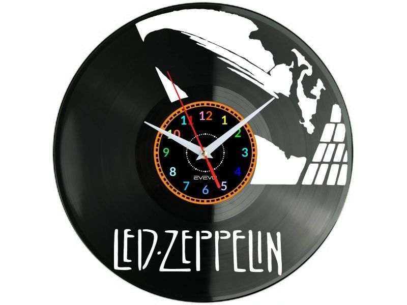 LED ZEPPELIN ZEGAR ŚCIENNY DEKORACYJNY NOWOCZESNY PŁYTA WINYLOWA WINYL NA PREZENT EVEVO EVEVO.PL W1114