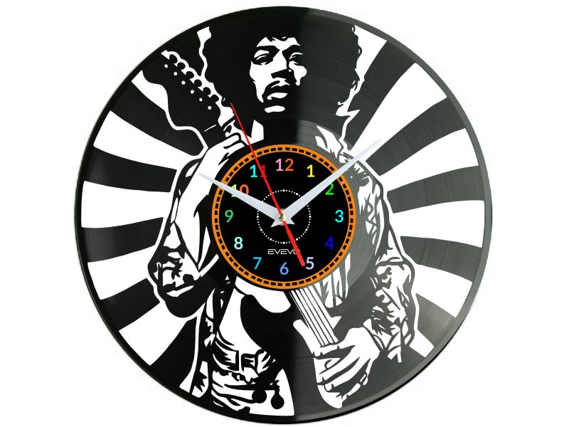 JIMMI HENDRIX ZEGAR ŚCIENNY DEKORACYJNY NOWOCZESNY PŁYTA WINYLOWA WINYL NA PREZENT EVEVO EVEVO.PL W1149