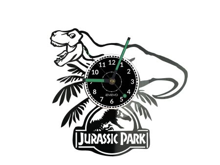 JURASSIC PARK ZEGAR ŚCIENNY DEKORACYJNY NOWOCZESNY PŁYTA WINYLOWA WINYL NA PREZENT EVEVO EVEVO.PL W1212