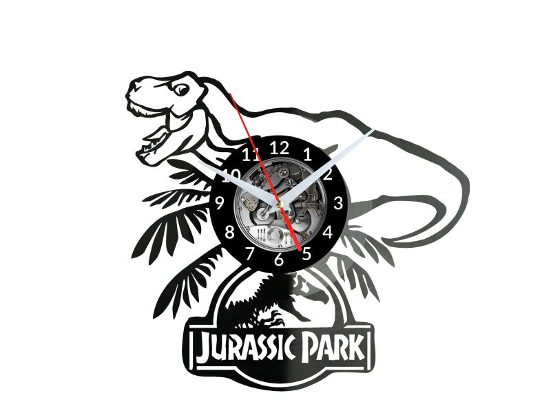 JURASSIC PARK ZEGAR ŚCIENNY DEKORACYJNY NOWOCZESNY PŁYTA WINYLOWA WINYL NA PREZENT EVEVO EVEVO.PL W1212