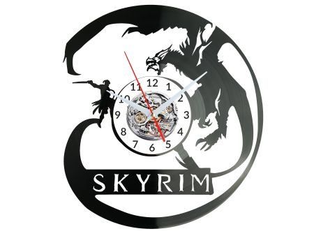 THE ELDER SCROLLS V SKYRIM ZEGAR ŚCIENNY PŁYTA WINYLOWA PREZENT UPOMINEK URODZINY DLA NIEJ DLA NIEGO EVEVO EVEVO.PL W1218