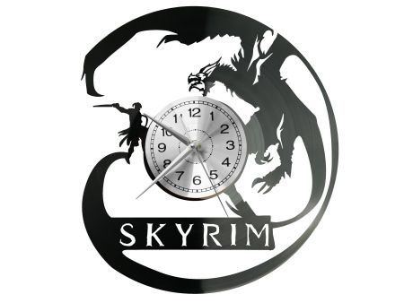 THE ELDER SCROLLS V SKYRIM ZEGAR ŚCIENNY PŁYTA WINYLOWA PREZENT UPOMINEK URODZINY DLA NIEJ DLA NIEGO EVEVO EVEVO.PL W1218