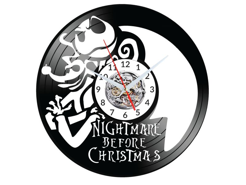 NIGHTMARE BEFORE CHRISTMAS ZEGAR ŚCIENNY DEKORACYJNY NOWOCZESNY PŁYTA WINYLOWA WINYL NA PREZENT EVEVO EVEVO.PL W1227