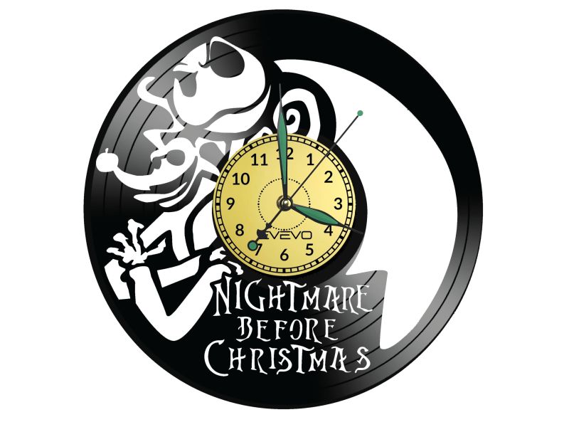 NIGHTMARE BEFORE CHRISTMAS ZEGAR ŚCIENNY DEKORACYJNY NOWOCZESNY PŁYTA WINYLOWA WINYL NA PREZENT EVEVO EVEVO.PL W1227