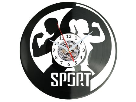 SPORT FITNESS ZEGAR ŚCIENNY DEKORACYJNY NOWOCZESNY PŁYTA WINYLOWA WINYL NA PREZENT EVEVO EVEVO.PL W1280