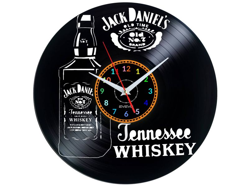 JACK DANIEL'S ZEGAR ŚCIENNY DEKORACYJNY NOWOCZESNY PŁYTA WINYLOWA WINYL NA PREZENT EVEVO EVEVO.PL W1293