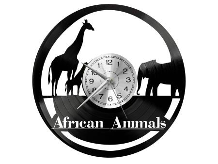 AFRICAN ANIMALS ZEGAR ŚCIENNY DEKORACYJNY NOWOCZESNY PŁYTA WINYLOWA WINYL NA PREZENT EVEVO EVEVO.PL