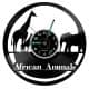 African Animals Zegar Ścienny Płyta Winylowa Nowoczesny Dekoracyjny Na Prezent Urodziny