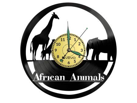 African Animals Zegar Ścienny Płyta Winylowa Nowoczesny Dekoracyjny Na Prezent Urodziny