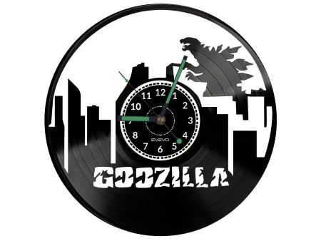 GODZILLA ZEGAR ŚCIENNY DEKORACYJNY NOWOCZESNY PŁYTA WINYLOWA WINYL NA PREZENT EVEVO EVEVO.PL