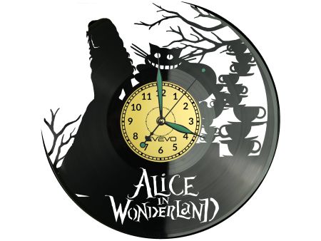 Alice In Wonderland  ZEGAR ŚCIENNY DEKORACYJNYNOWOCZESNY PŁYTA WINYLOWA WINYL NA PREZENT EVEVO EVEVO.PL