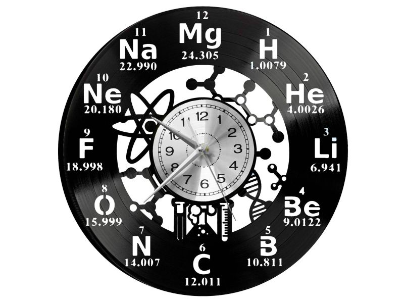 ZEGAR CHEMIKA ZEGAR ŚCIENNY DEKORACYJNYNOWOCZESNY PŁYTA WINYLOWA WINYL NA PREZENT EVEVO EVEVO.PL