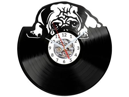 MOPS ZEGAR ŚCIENNY DEKORACYJNY NOWOCZESNY PŁYTA WINYLOWA WINYL NA PREZENT EVEVO EVEVO.PL