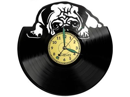 MOPS ZEGAR ŚCIENNY DEKORACYJNY NOWOCZESNY PŁYTA WINYLOWA WINYL NA PREZENT EVEVO EVEVO.PL